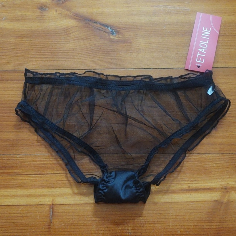 Black mesh and satin panties NWT